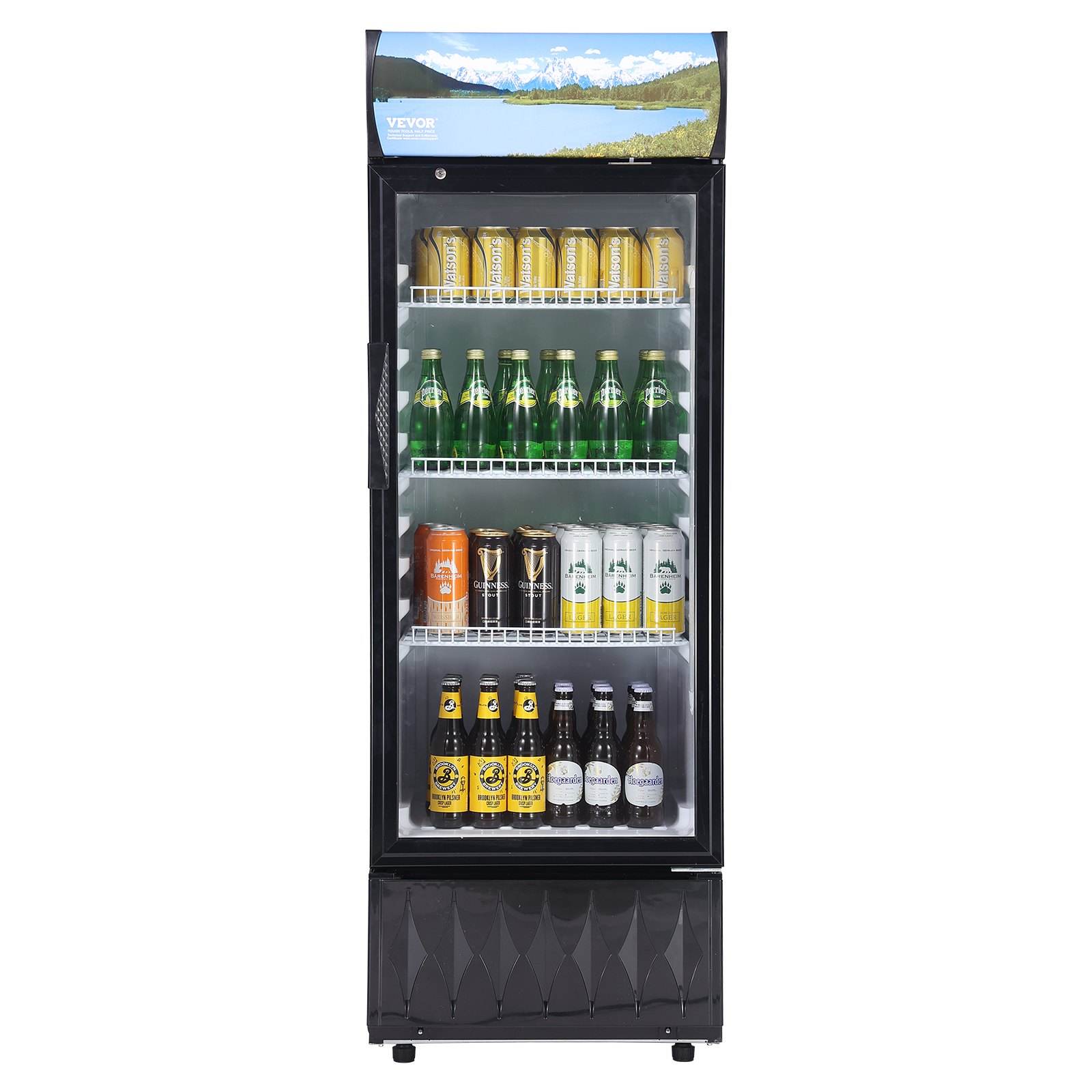 VEVOR Frigorifero per Bevande Commerciale 195L Vetrina Frigo Temperatura 0-10℃ Armadietto per Bevande Refrigerato 3 Ripiani Regolabili Scatola Luminosa Personalizzabile per Negozio Supermercato Bar