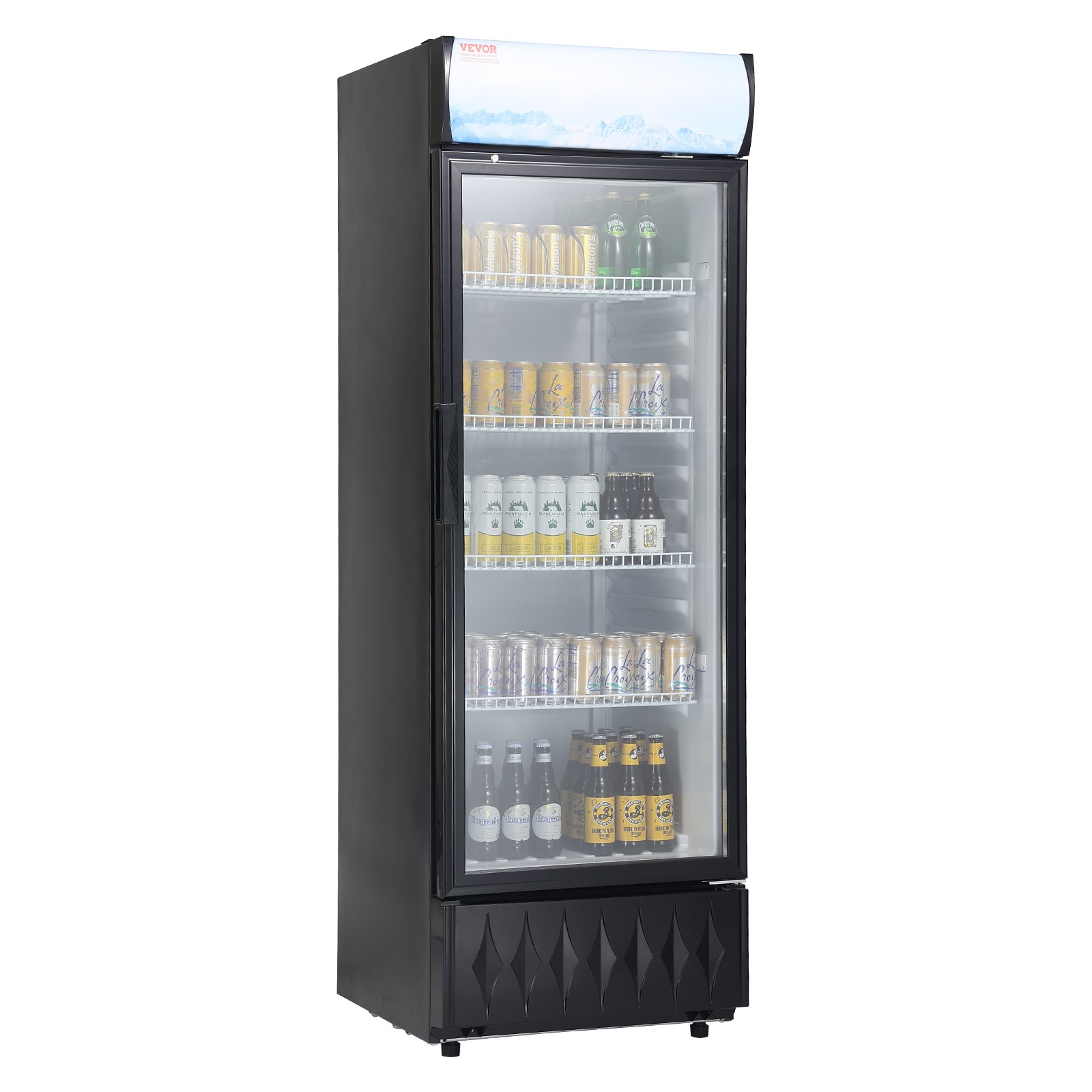 VEVOR Frigorifero per Bevande Commerciale 275L Vetrina Frigo Temperatura 0-10℃ Armadietto per Bevande Refrigerato 4 Ripiani Regolabili Scatola Luminosa Personalizzabile per Negozio Supermercato Bar