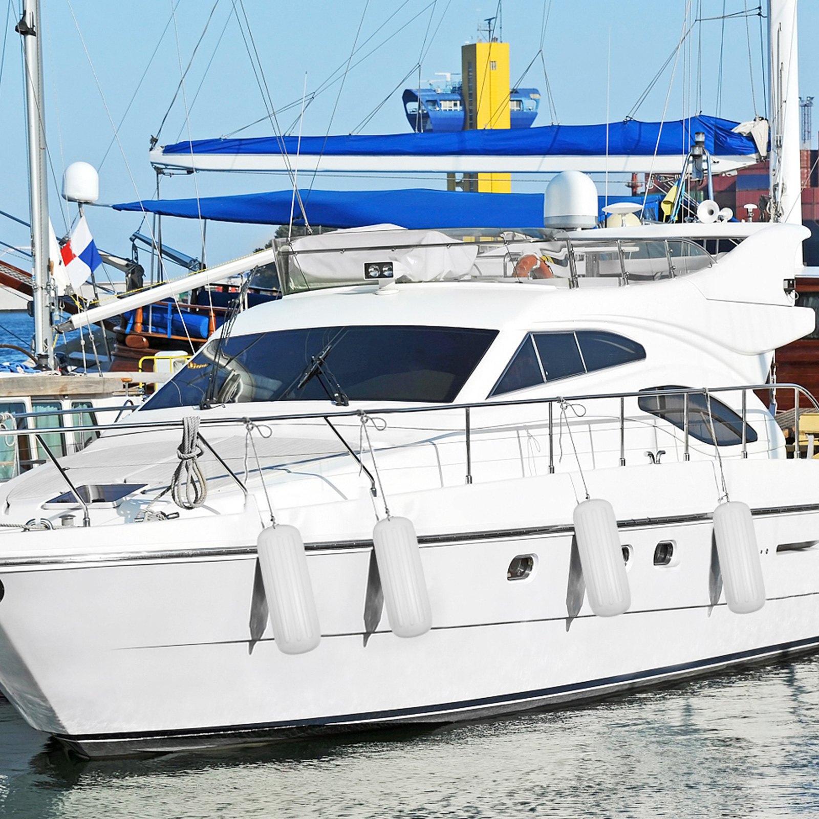 VEVOR 4 parabordi a coste per imbarcazioni 10" x 28", paracolpi con foro centrale Protezione ormeggio