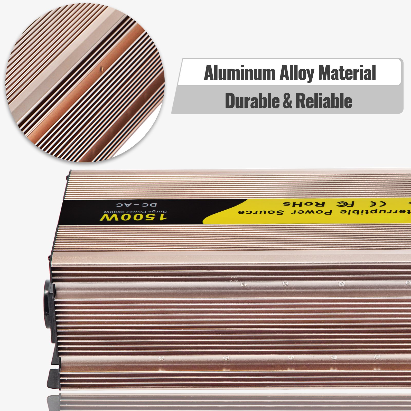 Vevor Inverter A Onda Sinusoidale Pura 12v Cc 1500w Corrente 0,4a Con Set Cavi