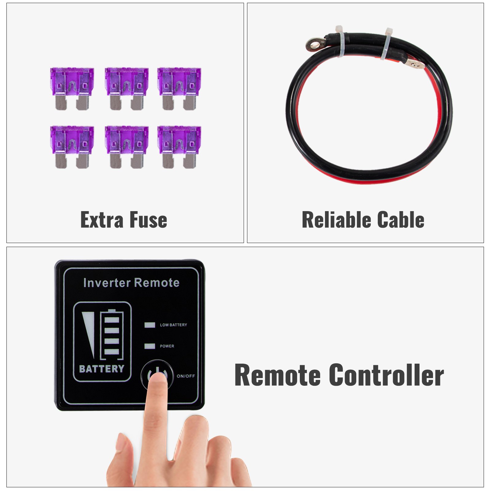 Vevor Inverter A Onda Sinusoidale Pura 12v Cc 1500w Corrente 0,4a Con Set Cavi