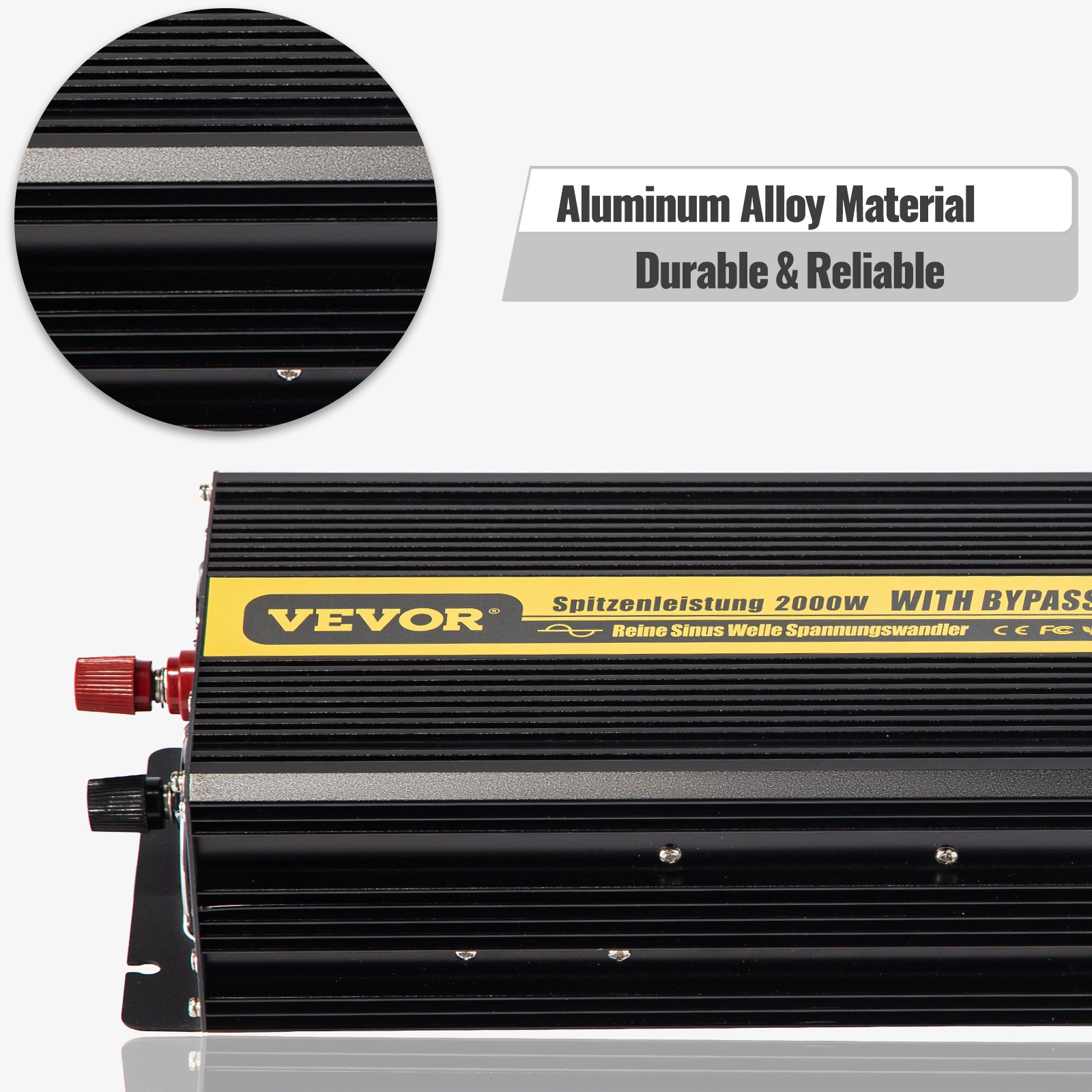 Vevor Inverter A Onda Sinusoidale Pura 12v Cc 1000w Corrente 0,4a Con Set Cavi