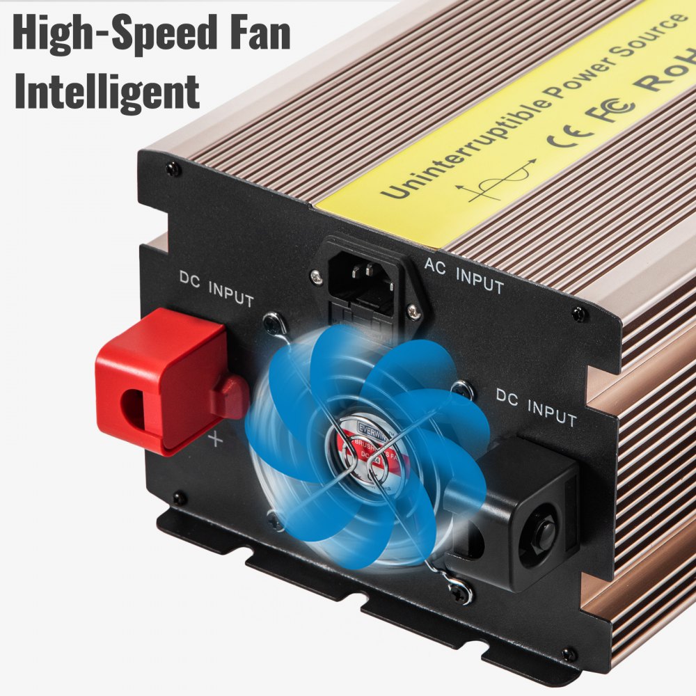 Vevor Invertitore A Onda Sinusoidale Pura 2000w Con 2 Set Di Cavi Per Batteria