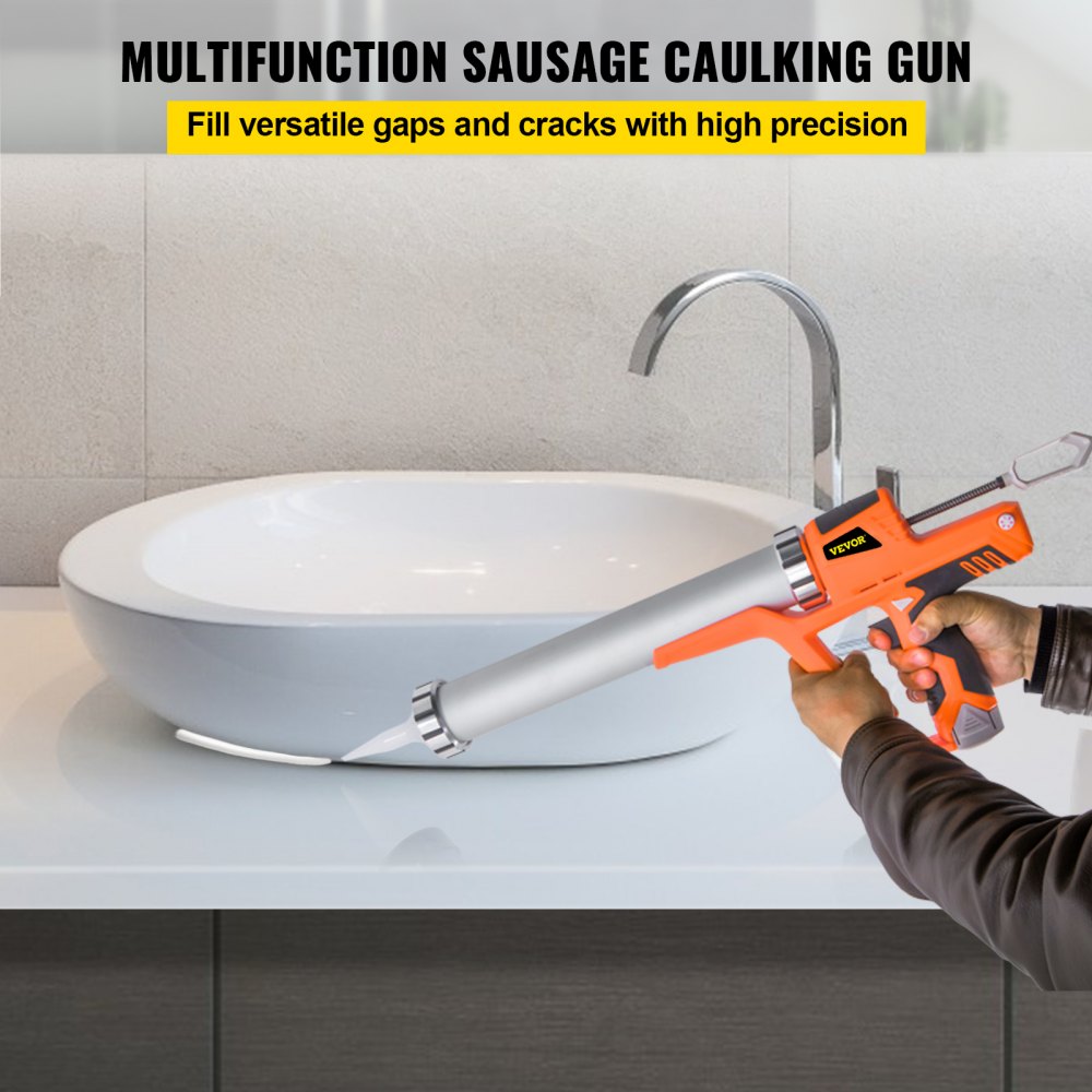 VEVOR Pistole per Calafataggio a Mano Spinta, 0-4000N Pistola Silicone Professionale Adatta per Cartuccia in Tensione, 12V Pistola per Calafataggio in Alluminio per Riempire Fessure e Crepe di Porta