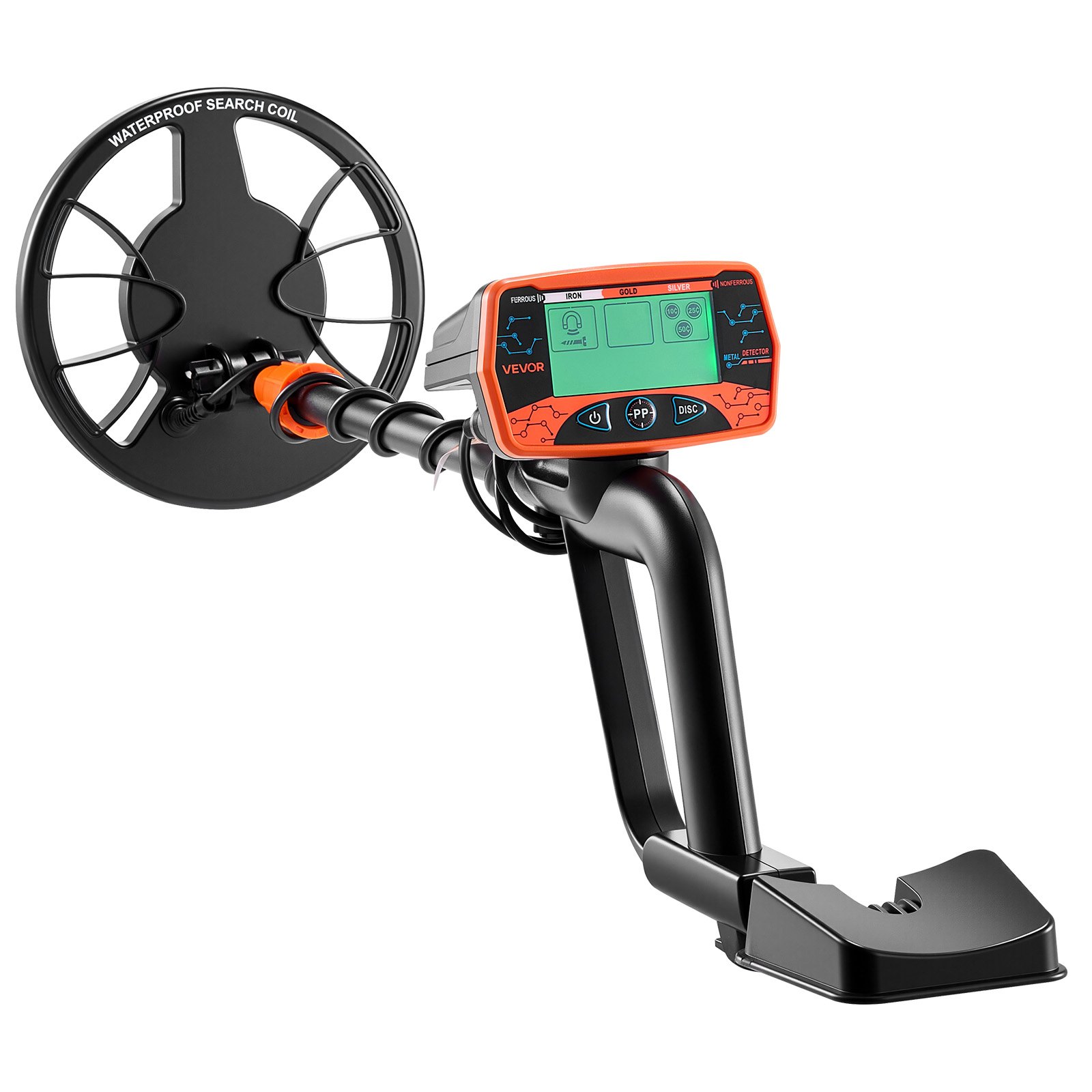 VEVOR Metal Detector per Adulti Rilevatore d'Oro Metalli Bobina di Ricerca Impermeabile IP68 Profondità Rilevamento 203,2 mm, Rilevatore Tesori Oro 3 Modalità per Caccia Spiaggia Giardino Boschi