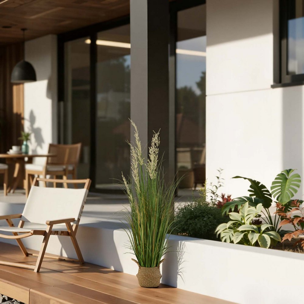 VEVOR Pianta di Erba Artificiale, 1194 mm di Erba di Canna in Vaso, Pianta di Arbusti Finti di Alta Qualità per Interni ed Esterni, Casa, Giardino, Ufficio, Decorazione della Stanza, 1 Pezzo Verde