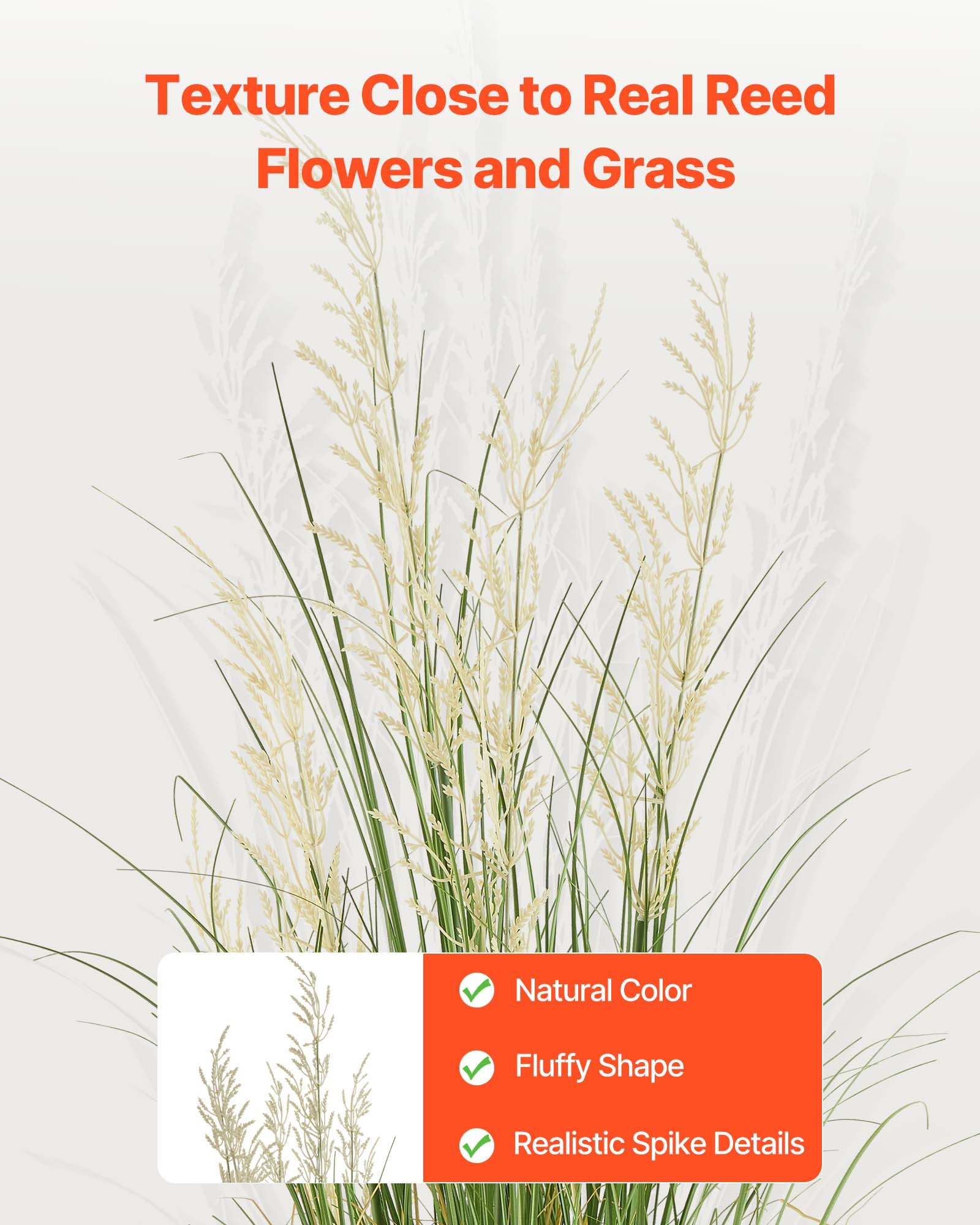 VEVOR Artificial Grass Plant, 1194mm Reed Flower Grass in Pot, Premium PVC Faux Fake Greenery Shrubs Plant for Indoor Outdoor House Home Garden Office Room Décor, Housewarming, 1 Pack Green