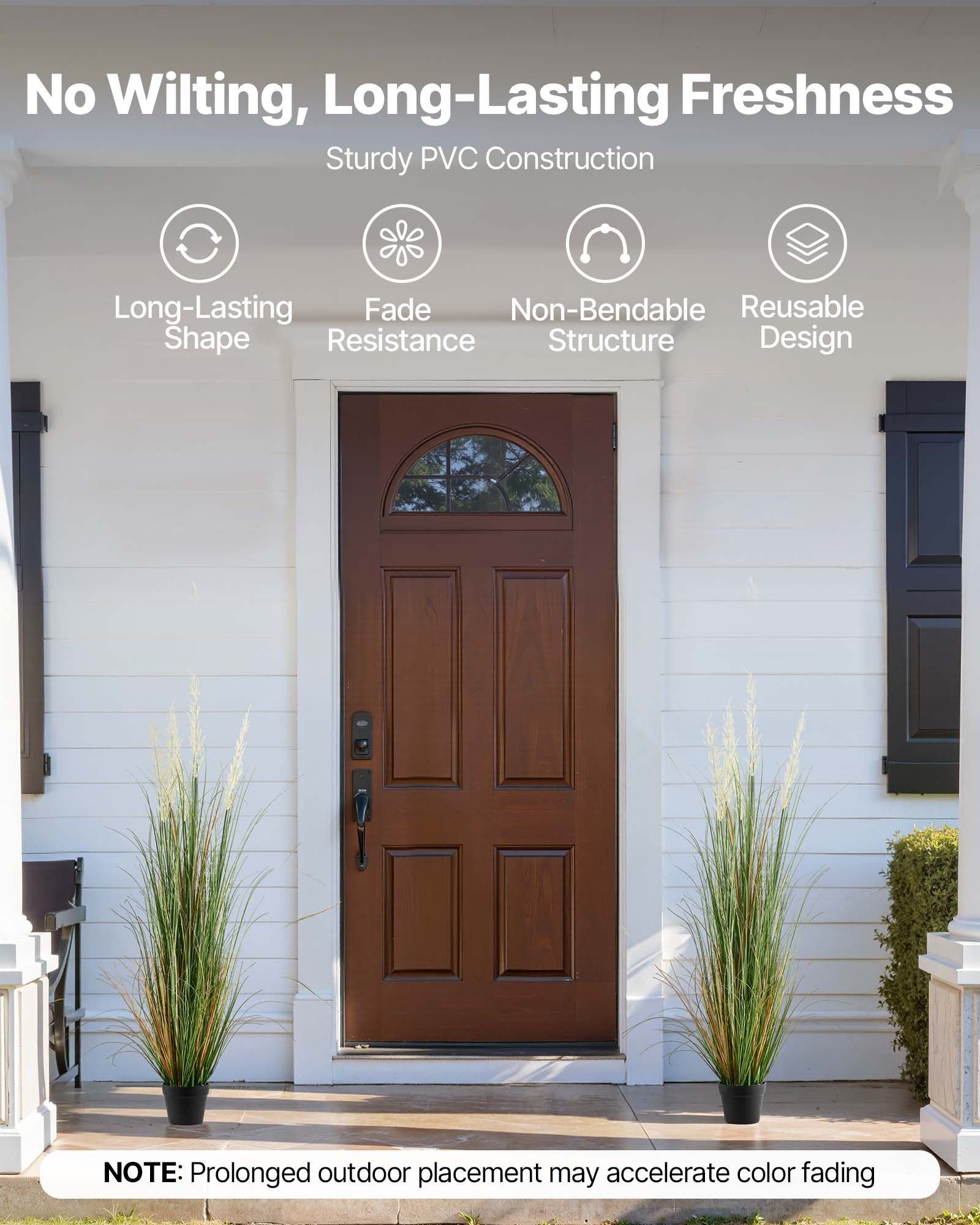 VEVOR Erba Artificiale, Confezione da 2 Erba Artificiale in Vaso 1194 mm, Pianta Finta Fiori di Canna ed Erba per Interni ed Esterni, Casa, Giardino, Ufficio, Decorazione per Casa Ristorante, Verde