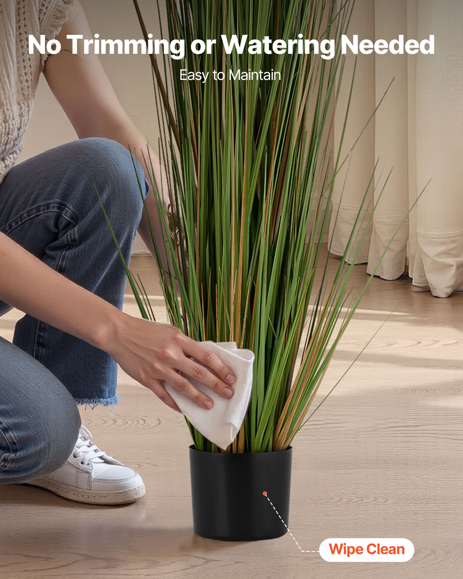 VEVOR Artificial Grass Plant, 2 Pack 1499mm Horsetail Reed Grass in Pot, Premium PVC Faux Fake Greenery Shrubs Plant for Indoor Outdoor House Home Garden Office Room Décor, Housewarming, Green