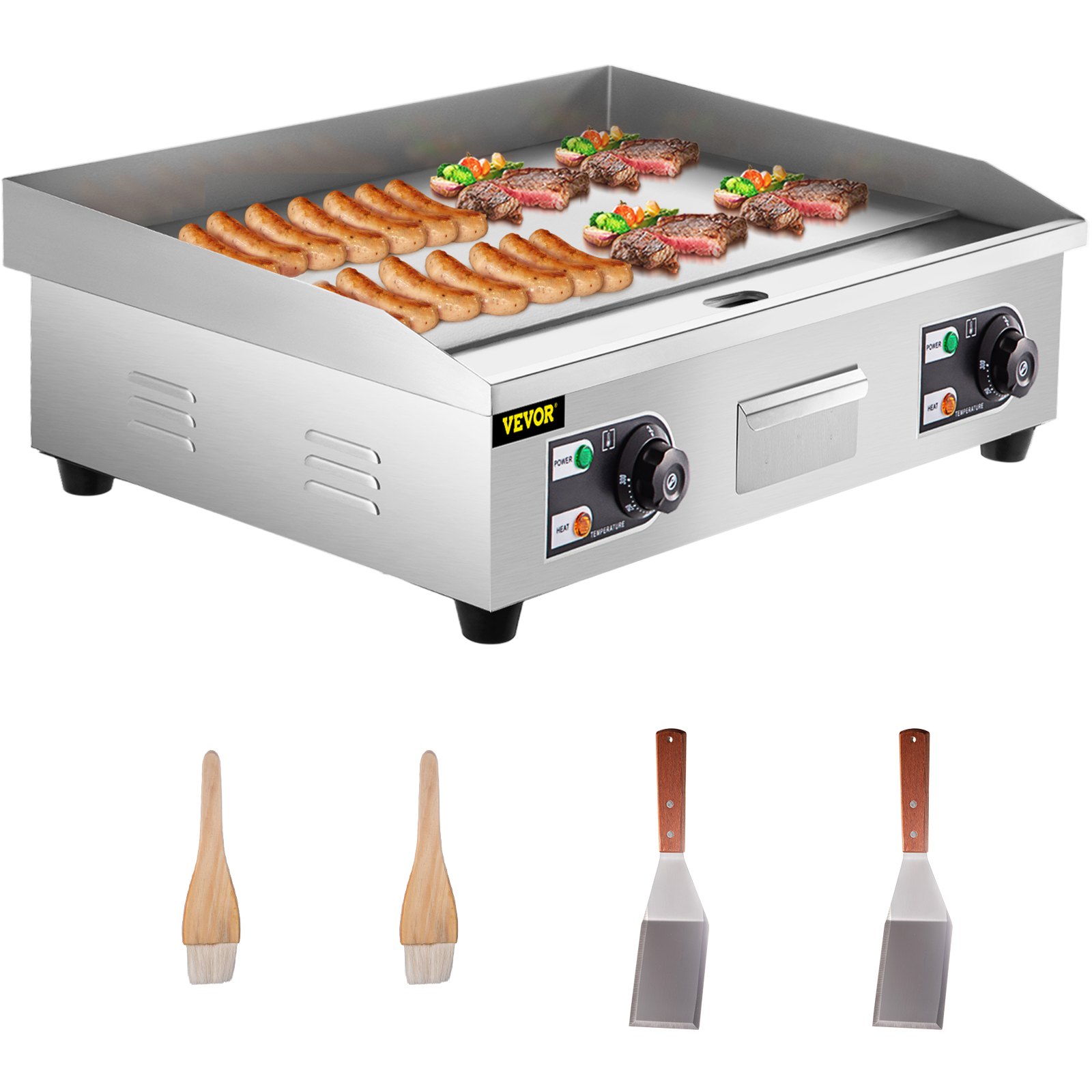 VEVOR Piastra Griglia Elettrica 4400W Grill di Cottura in Acciaio Inossidabile per Carne Pesce Verdure Piadine Panini Bistecca Piastra Griglia