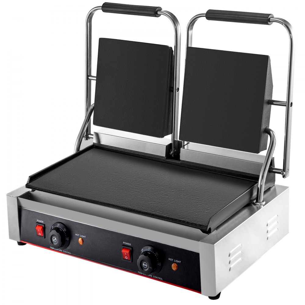 VEVOR 220V Piastra per Barbecue, Sandwich Elettrica 3600W, Piastra di Cottura Doppie Teste in Acciaio Inox, Piastre Grill Commerciale da 50 a 300 ℃