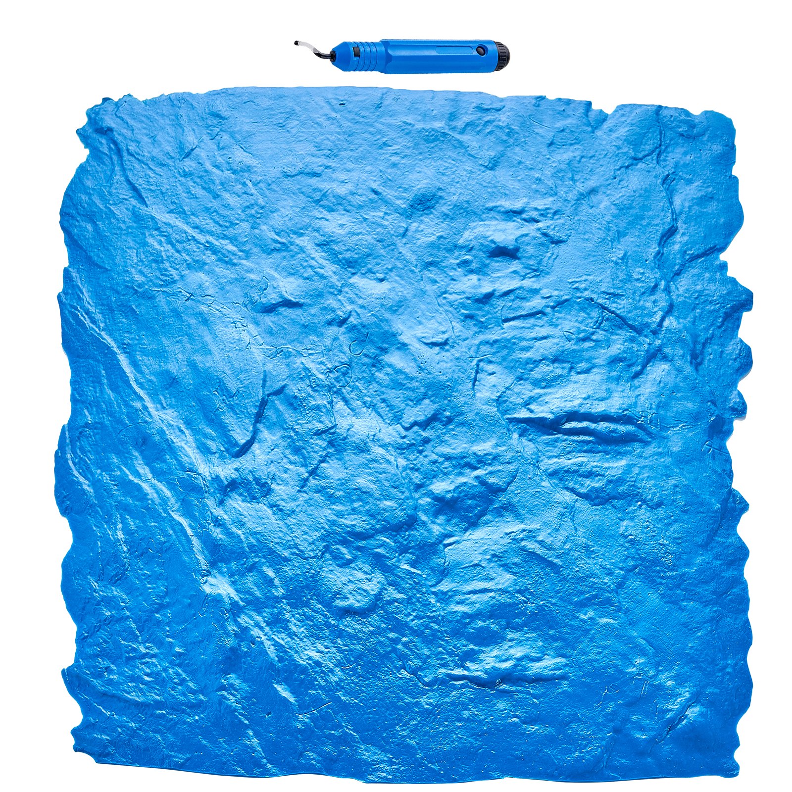 VEVOR Tappetino per timbri in cemento, 600 x 600 mm, Tappetino per timbri struttura in poliuretano per pelle di cemento, Impronta per pavimenti in ardesia, Stampo per cemento per decorazioni, Blu