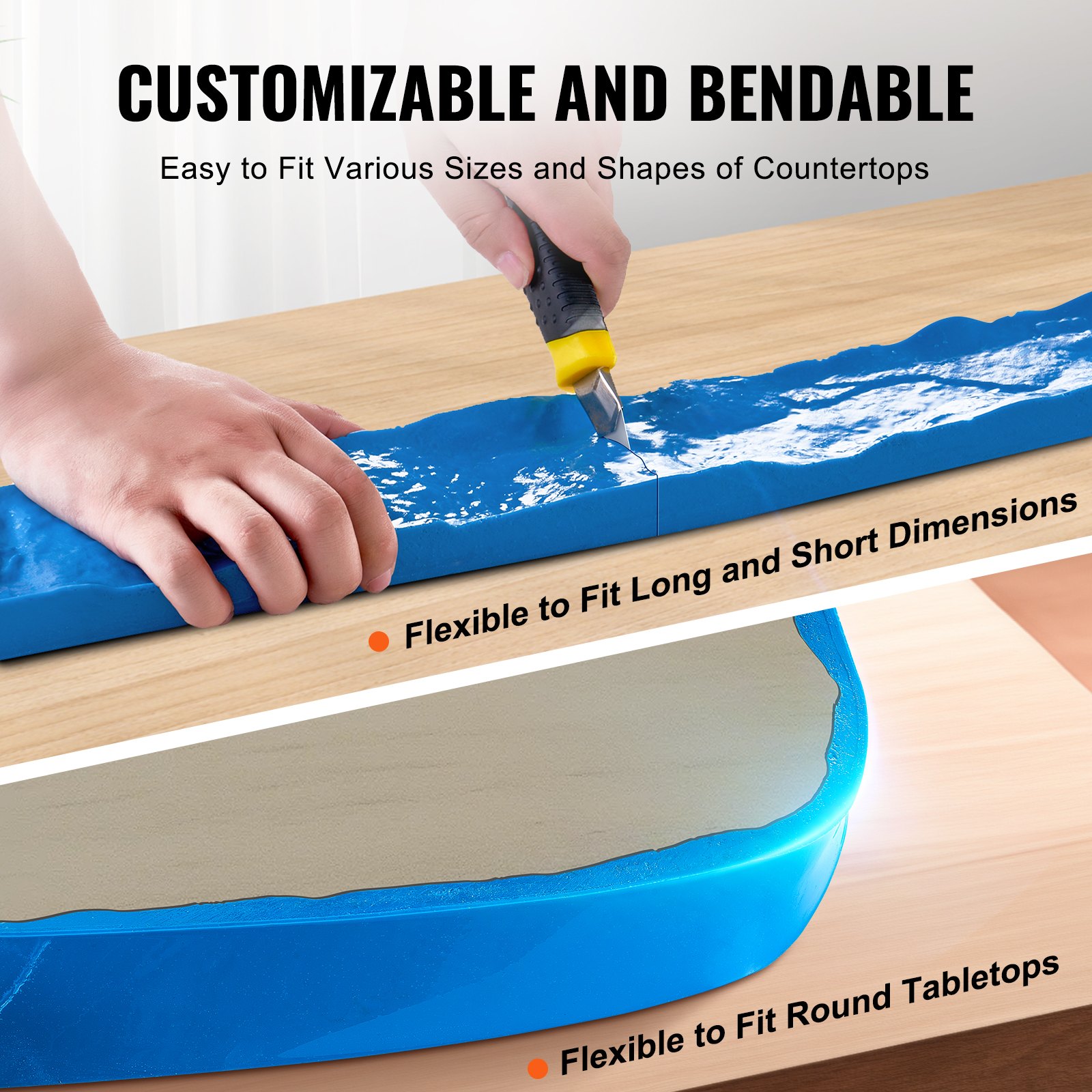 VEVOR Stampi per Cemento 2288 x 78 mm, Tappetino Rettangolare in Poliuretano per Piastrelle in Pietra, Stampo per Cemento per Pavimenti in Ardesia, per Decorazione Esterna, Blu