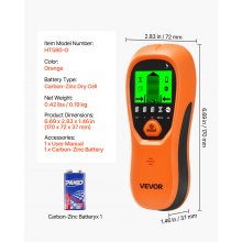 VEVOR Rilevatore di Montanti da Parete, Scanner Elettronico da Parete, Sensore con Display LCD ad Alta Definizione, Allarme Acustico, Sensore per Rilevamento per Cavi Elettrici, Arancione