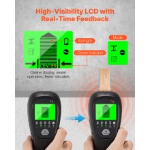 VEVOR Rilevatore di Montanti da Parete, Scanner Elettronico da Parete, Sensore con Display LCD ad Alta Definizione, Allarme Acustico, Sensore per Rilevamento per Cavi Elettrici, Nero