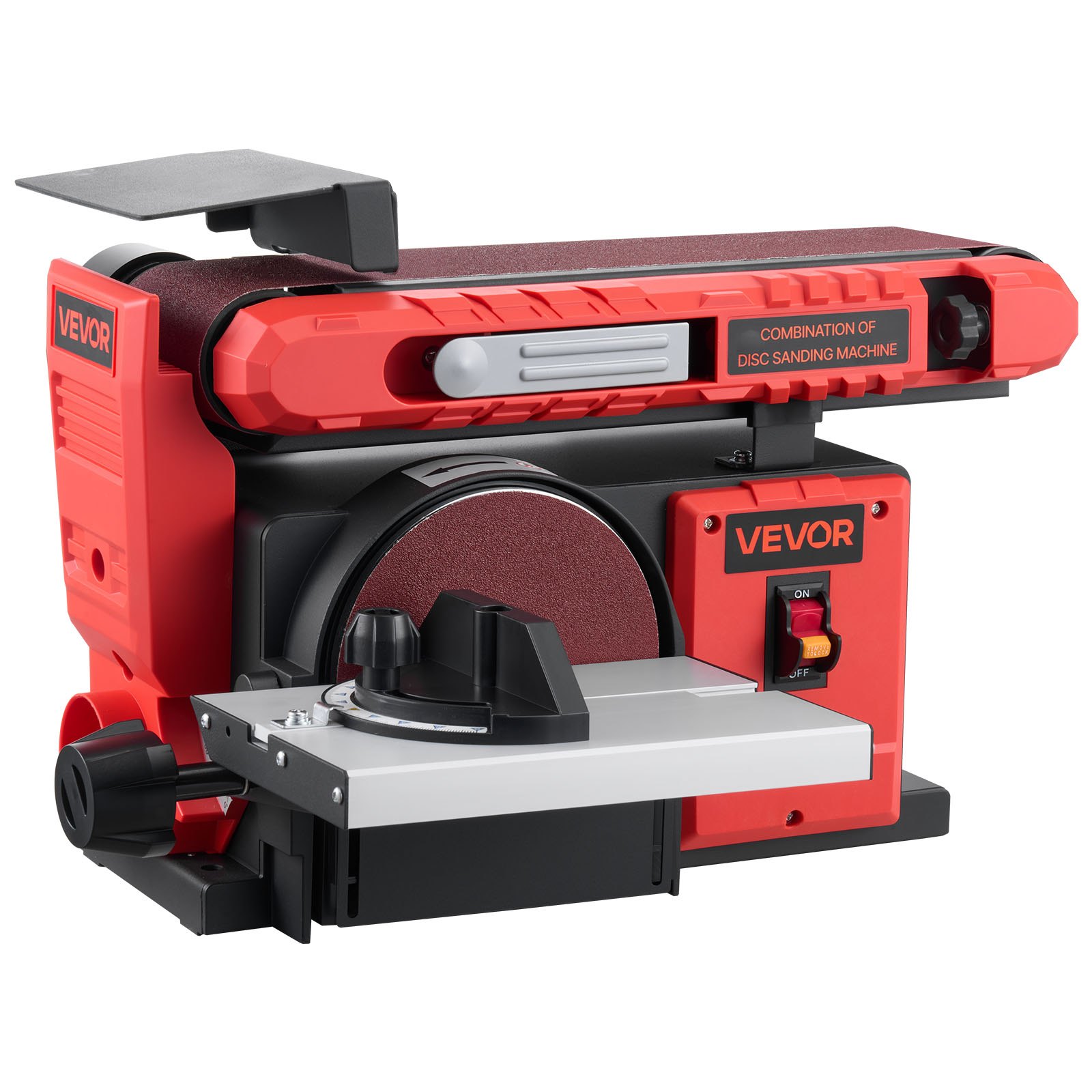 VEVOR Levigatrice a Disco da 152,4 mm Levigatrice a Nastro 101,6 x 914,4 mm da 400 W con Piano di Lavoro Regolabile 0 a 45° Porta di Raccolta Polvere per Lavorazione del Legno, Fai da te