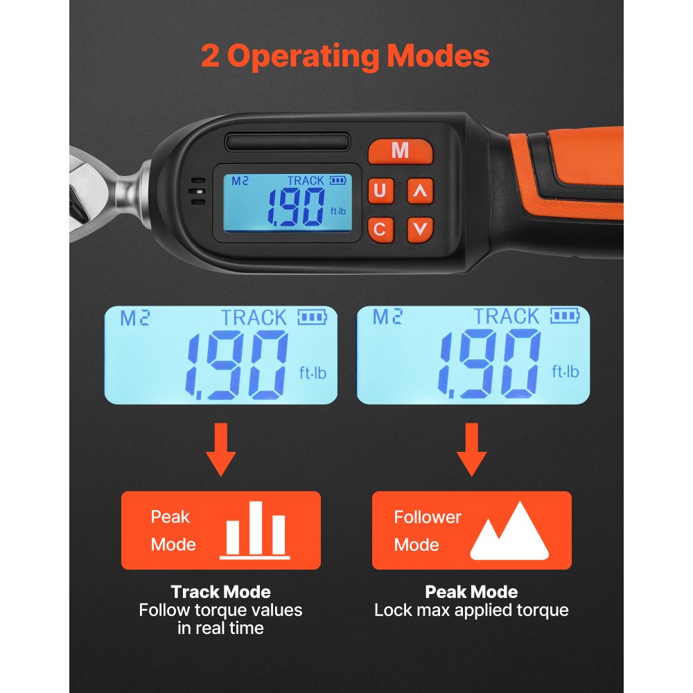 VEVOR Set di Chiavi Dinamometriche Digitali da 1/4"con 42 Pezzi, Cacciaviti Dinamometriche 4 Unità, Schermo LCD con Cicalino e Indicatore LED, con Bussole Inserti Prolunga e Adattatore, per Macchine