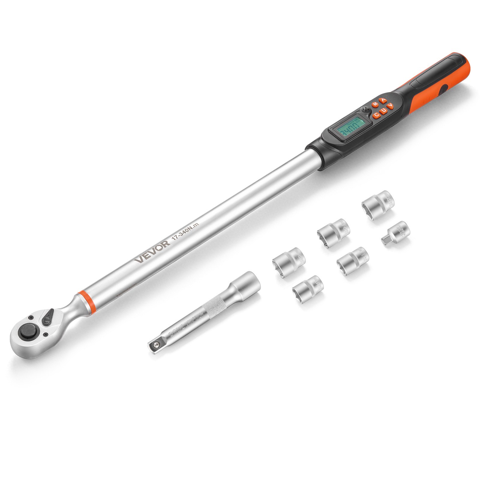 VEVOR Set Chiavi Dinamometriche Digitali con Attacco da 1/2", Cacciavite Dinamometrica con 4 Unità Visualizzazione Schermo LCD Cicalino e Indicatore LED, con Bussole Prolunga e Adattatore, per Veicoli