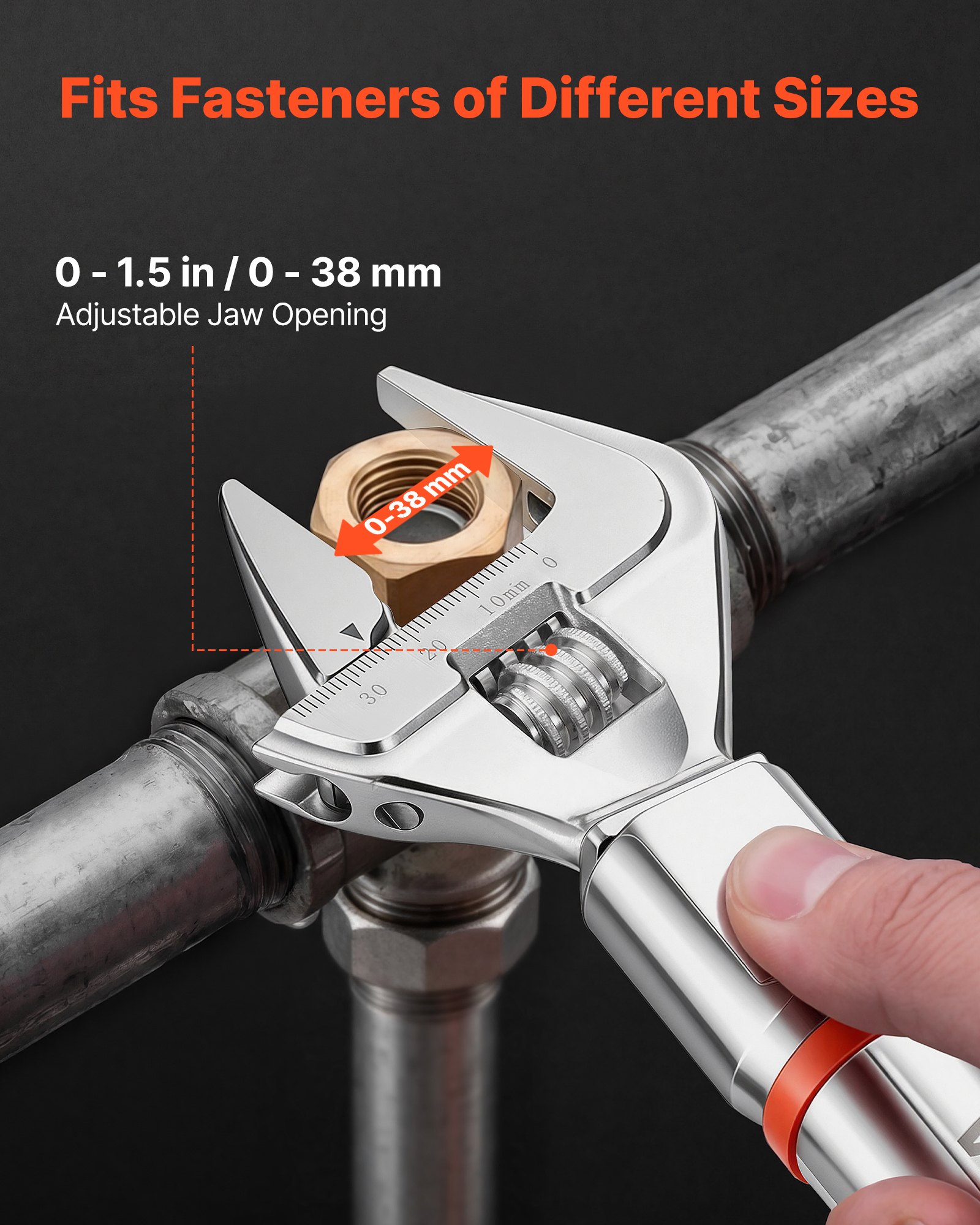 VEVOR Chiave Dinamometrica Digitale Apertura Ganasce Regolabile 0 a 38 mm, Caccivite Dinamometrica 4 Unità di Visualizzazione, Schermo LCD, con Cicalino e Indicatore LED, per Riparazioni Tubi e Auto