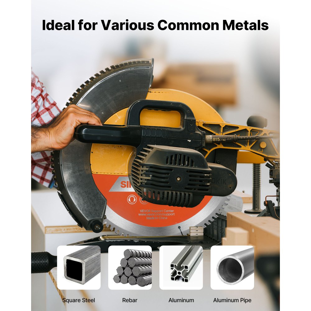 VEVOR Circular Saw Blade, 305 mm Diameter, 100 Sharp Alloy Teeth, 25.4 mm Arbor, Fine Finish, Aluminum Cutting Blade for Circular Saw, with Noise-Reducing Heat Vents, for Cutting Steel and Metal