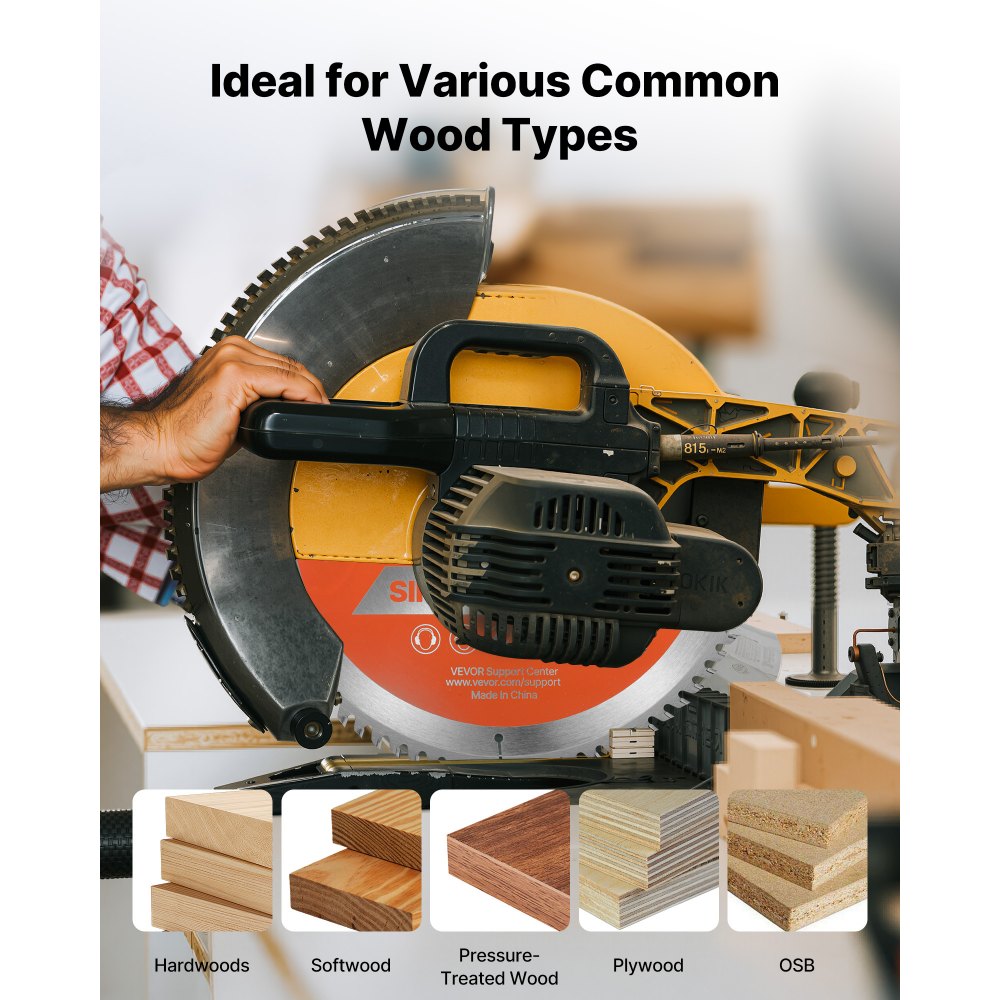 VEVOR Lama Circolare per Troncatrice Ø 305 mm, Lama da Taglio per Troncatrice Circolare, 80 Denti, Albero da 25,4 mm, per Lavorazione di Legno Taglio di Compensato Legno Duro