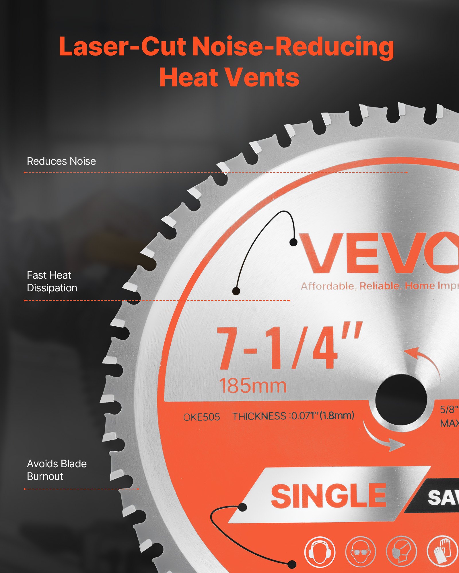 VEVOR Lama Circolare per Troncatrice Ø 185 mm, Lama da Taglio per Troncatrice Circolare, 48 Denti, Albero da 15,875mm, per Lavorazione di Legno Taglio di Metallo Alluminio Acciaio