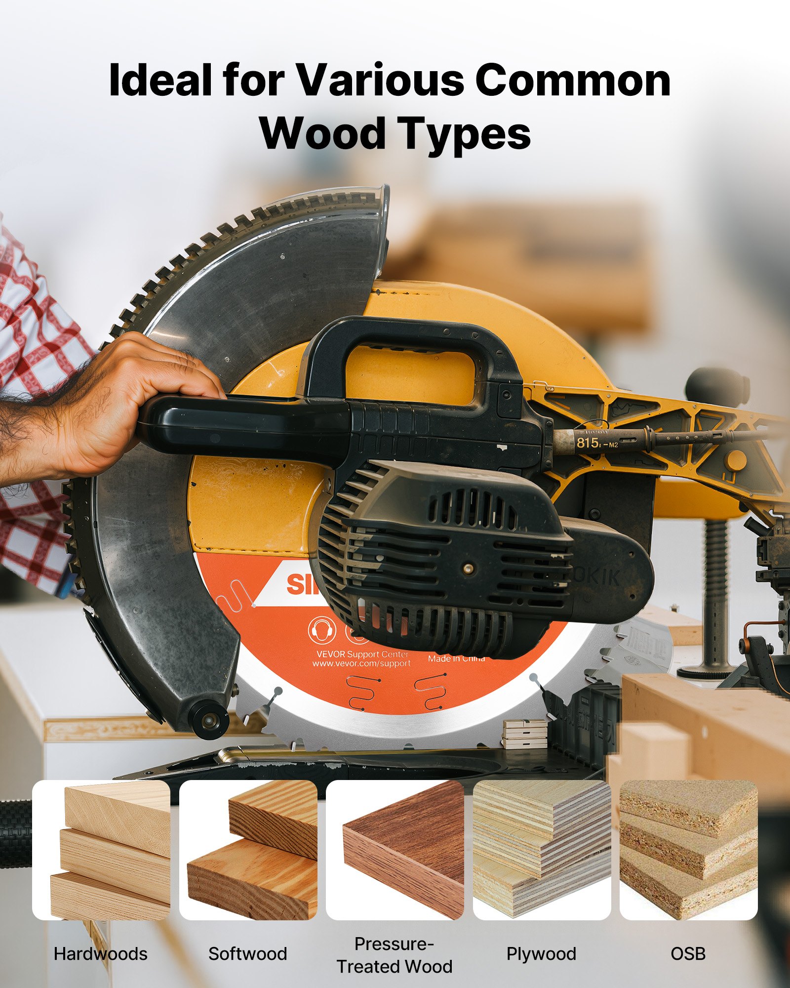 VEVOR Lama Circolare per Troncatrice Ø 254 mm, Lama da Taglio per Troncatrice Circolare, 50 Denti, Albero 15,875mm, per Lavorazione di Legno Taglio di Compensato Legno Duro