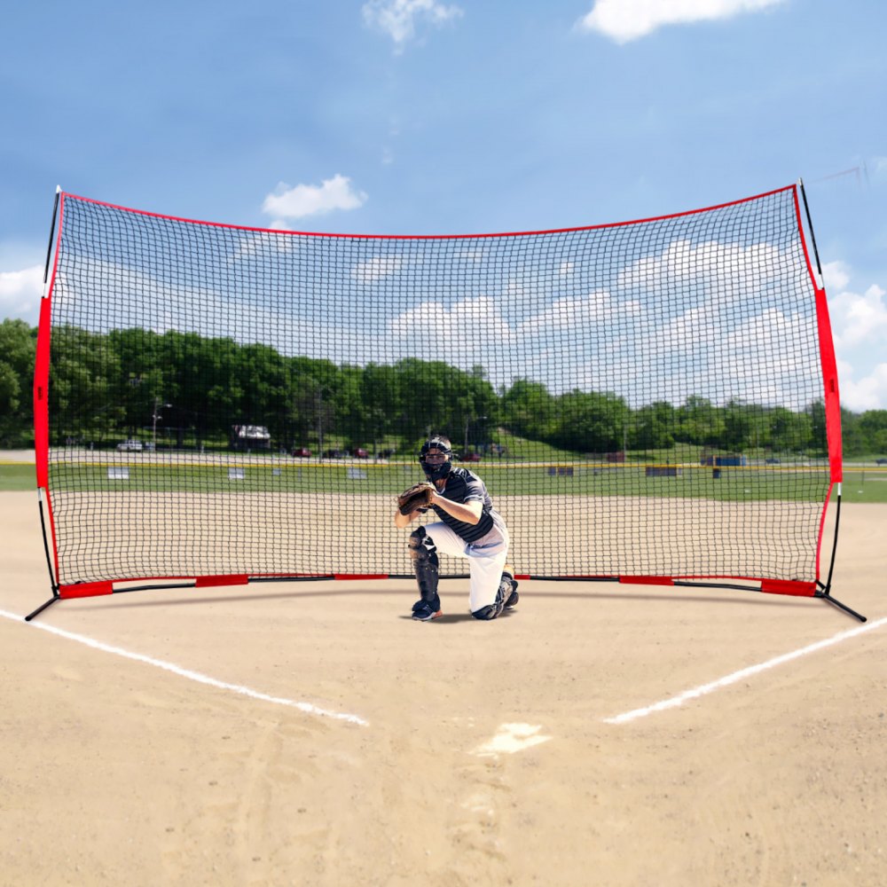 VEVOR Rete da Allenamento per Baseball Softball 507x312 cm, Rete Protezione per Palle Portatile con Borsa per Il Trasporto, Attrezzatura da Allenamento per Catcher Lacrosse, Calcio, Hockey, Giardino