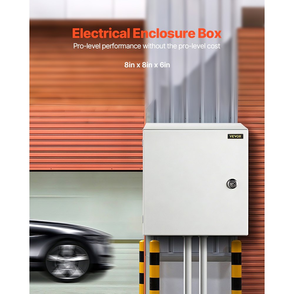 VEVOR Custodia in acciaio NEMA, scatola elettrica in acciaio NEMA 4X, 20x20x15 cm, IP66 impermeabile e antipolvere, scatola di giunzione elettrica per esterni/interni