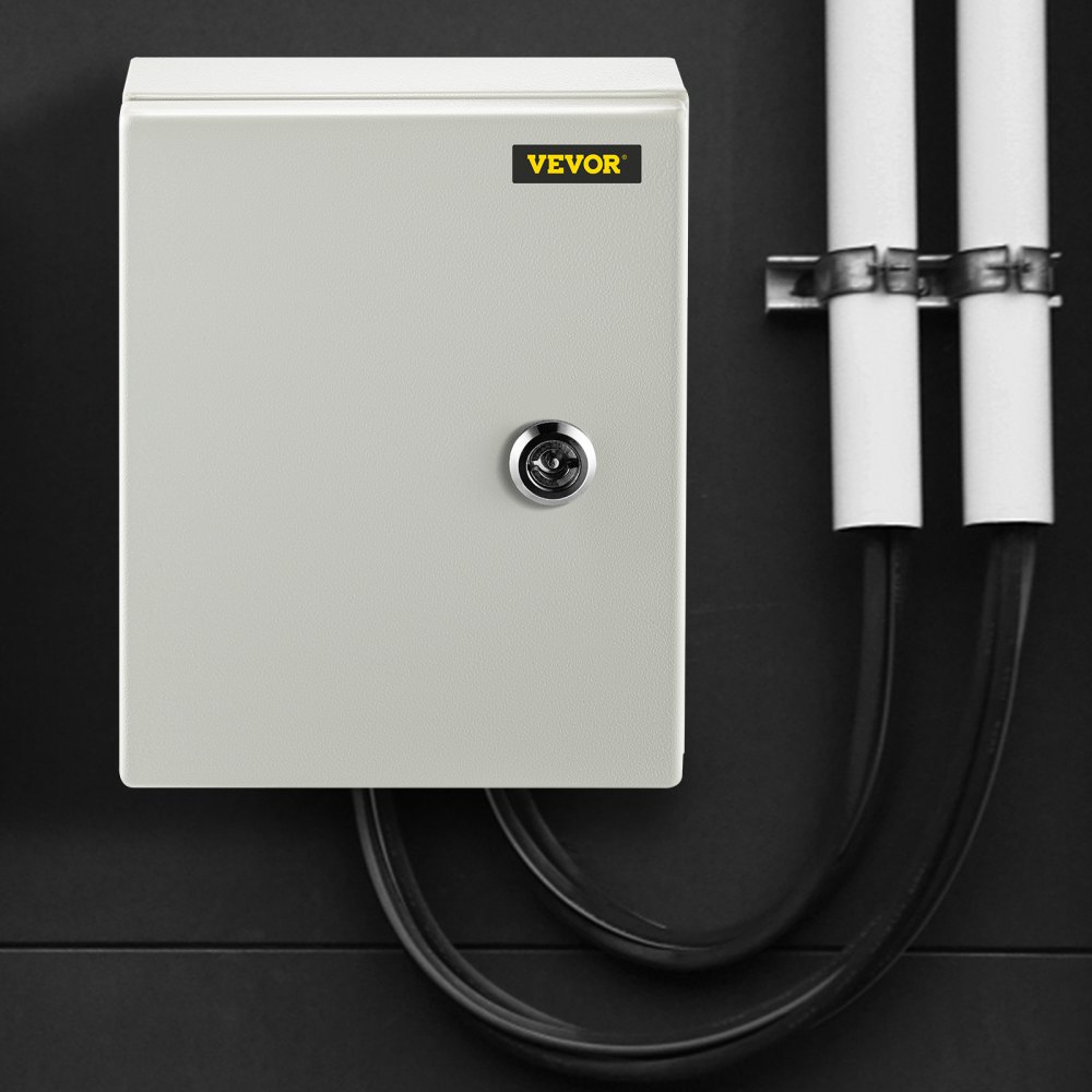 VEVOR Custodia in acciaio NEMA, scatola elettrica in acciaio NEMA 4X 25 x 20 x 15 cm, IP66 impermeabile e antipolvere, scatola di giunzione elettrica per esterni/interni, con piastra di montaggio