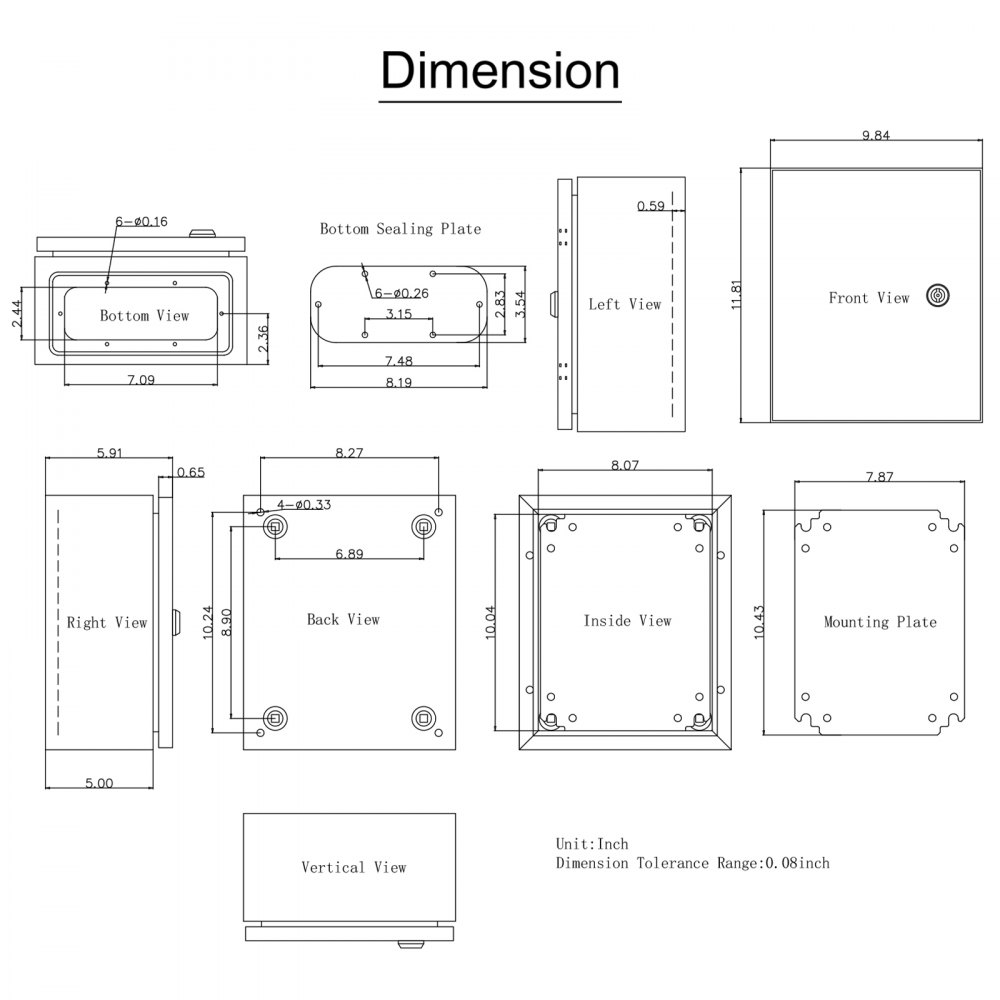 VEVOR Scatola di Distribuzione Elettrica, 300 x 250 x 150 mm Quadro Elettrico Esterno in Acciaio al Carbonio da 1,5 mm, 12,79 Libbre Scatola di Derivazione Montaggio Elettrica da Esterno a Parete