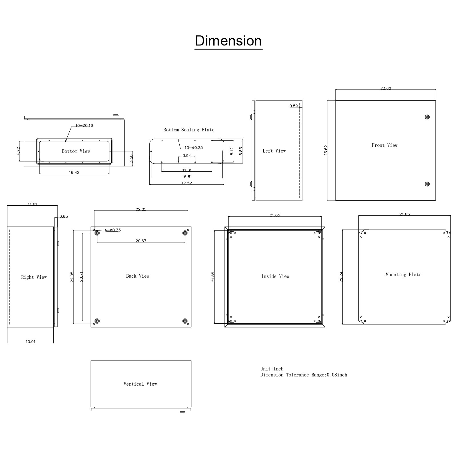 VEVOR Scatola di Distribuzione Elettrica, 600 x 600 x 300 mm Quadro Elettrico Esterno in Acciaio al Carbonio da 1,5 mm, 54,23 Libbre Scatola di Derivazione Montaggio Elettrica da Esterno a Parete