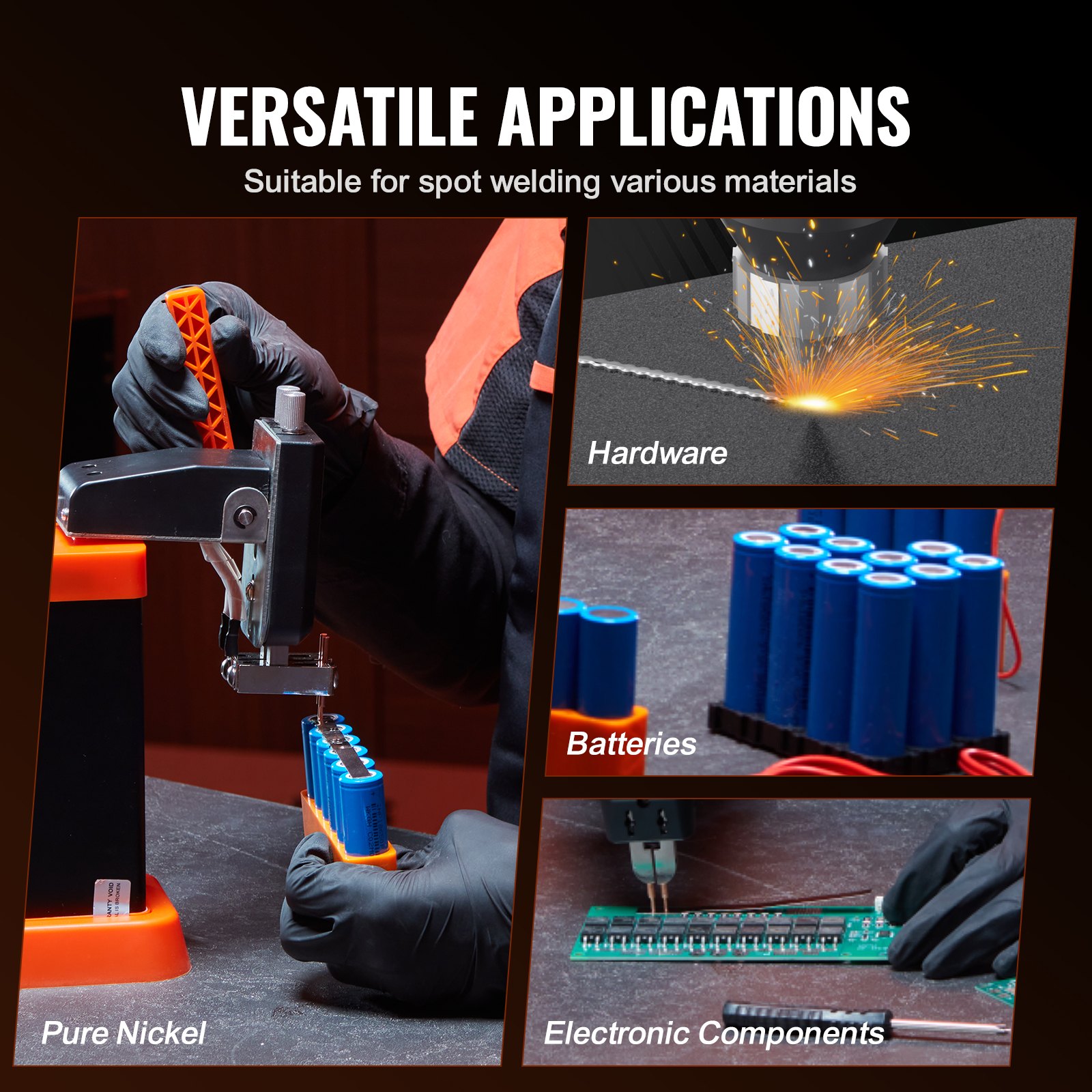 VEVOR Battery-Powered Spot Welder, 14.5 kW Capacitor Energy Storage, Pulse Spot Welder with 73B Welding Pen, 801D High-Performance Spot Welder and 2 Welding Modes for 0.1-0.3 mm Pure Nickel