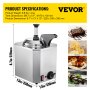 VEVOR Scaldavivande Pompa per Formaggio Scaldacotte in Acciaio Inossitibile Nacho con 1 Pompa  Capacità da 2,5 L