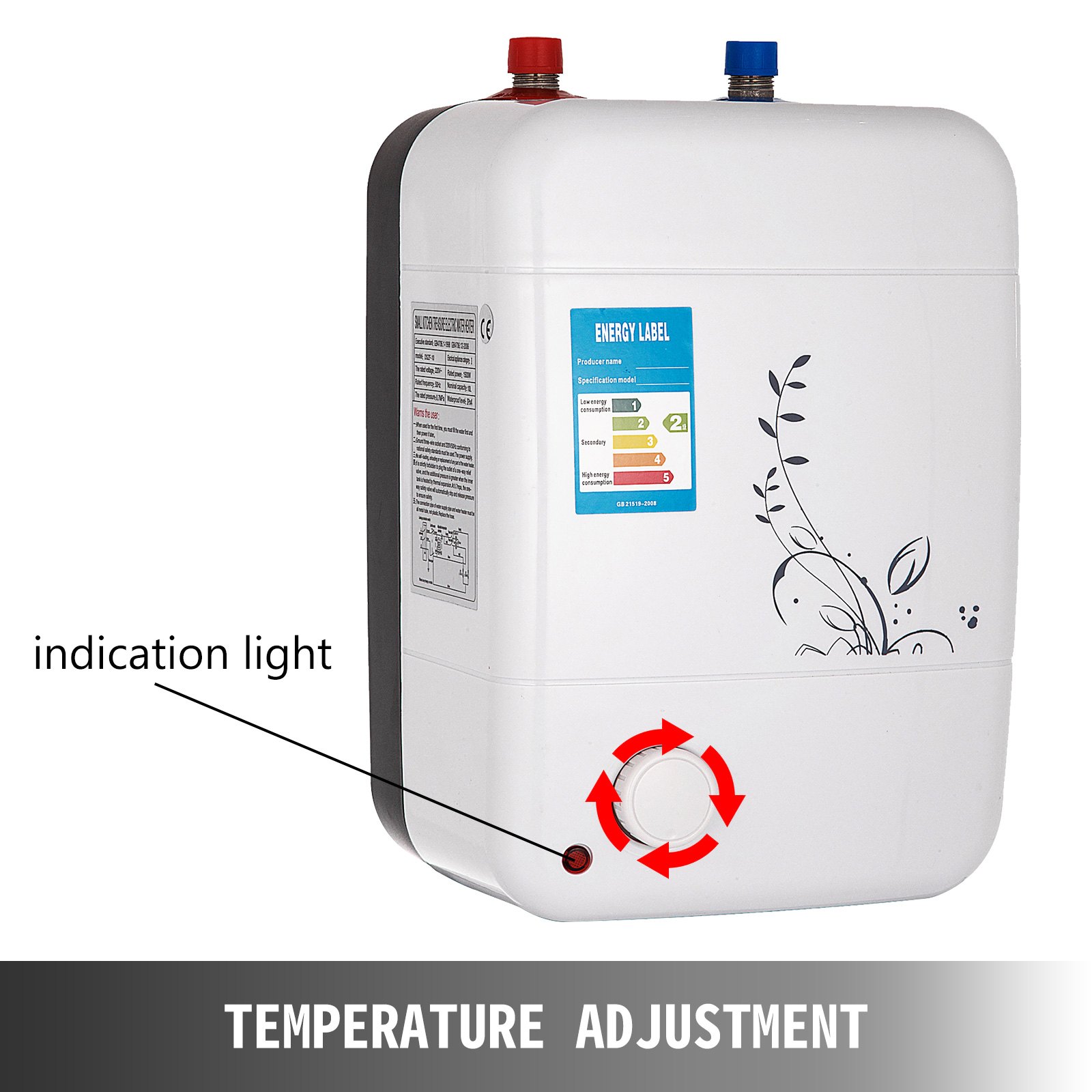 Scaldabagno Elettrico Verticale 10 Lt 1000w Boiler Scalda Acqua Calda