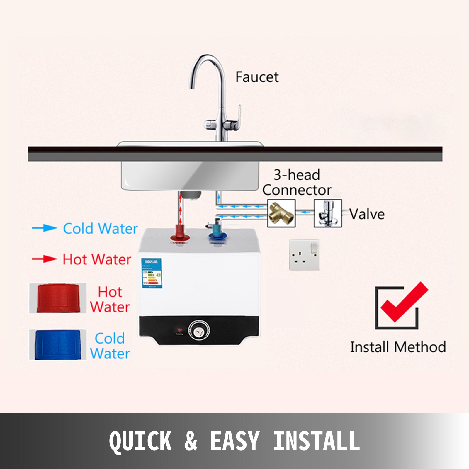 Scaldabagno Elettrico Boiler Scalda Acqua Calda 12 Litri Moda Bagno Sicuro