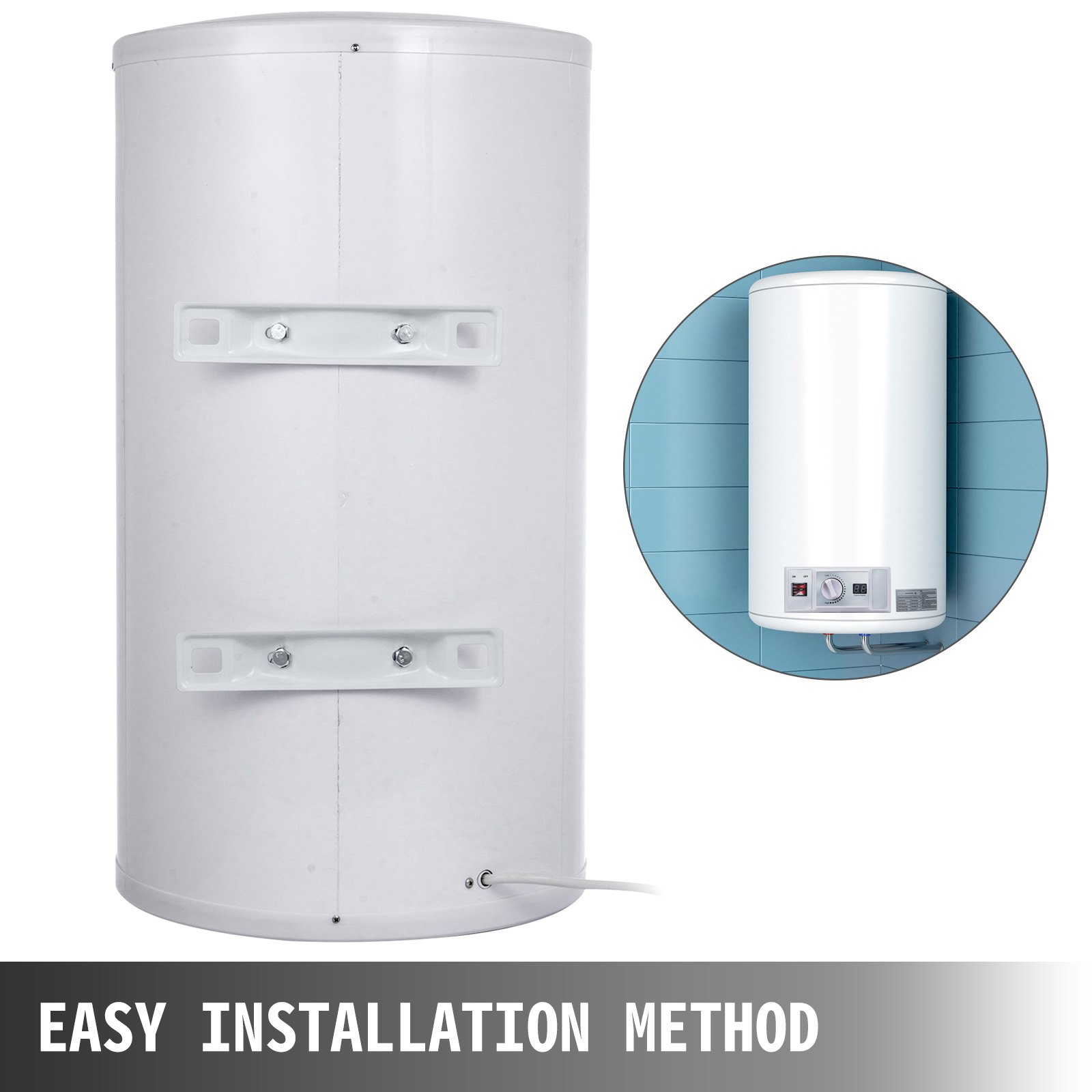 VEVOR Scaldabagno Elettrico Riscaldatore di Acqua Capacità 68 Litri Potenza 1kw 2kw Scaldacqua da Cucina Scaldabagno Elettrico Sospeso a Prova di Perdite di Elettricità con Soffione e Rubinetto