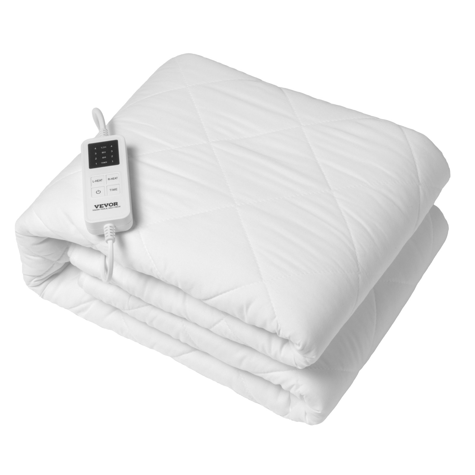 VEVOR Electric Heated Blanket, 195 x 165 cm, Queen-Size Bed Warmer, with 4 Heat Settings, 12-Hour Timer, 8-Hour Automatic Shut-Off, Elastic Pockets All Around, Mattress Protectors Made of Brushed Fabric