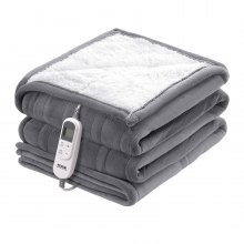 VEVOR Coperta Riscaldata Queen, 180 x 200 cm, Morbida Flanella di Lana d'Agnello, Coperta con 9 Impostazioni di Tempo 6 Impostazioni di Calore, Coperta Calda Spegnimento Automatico Dopo 8 Ore Grigio