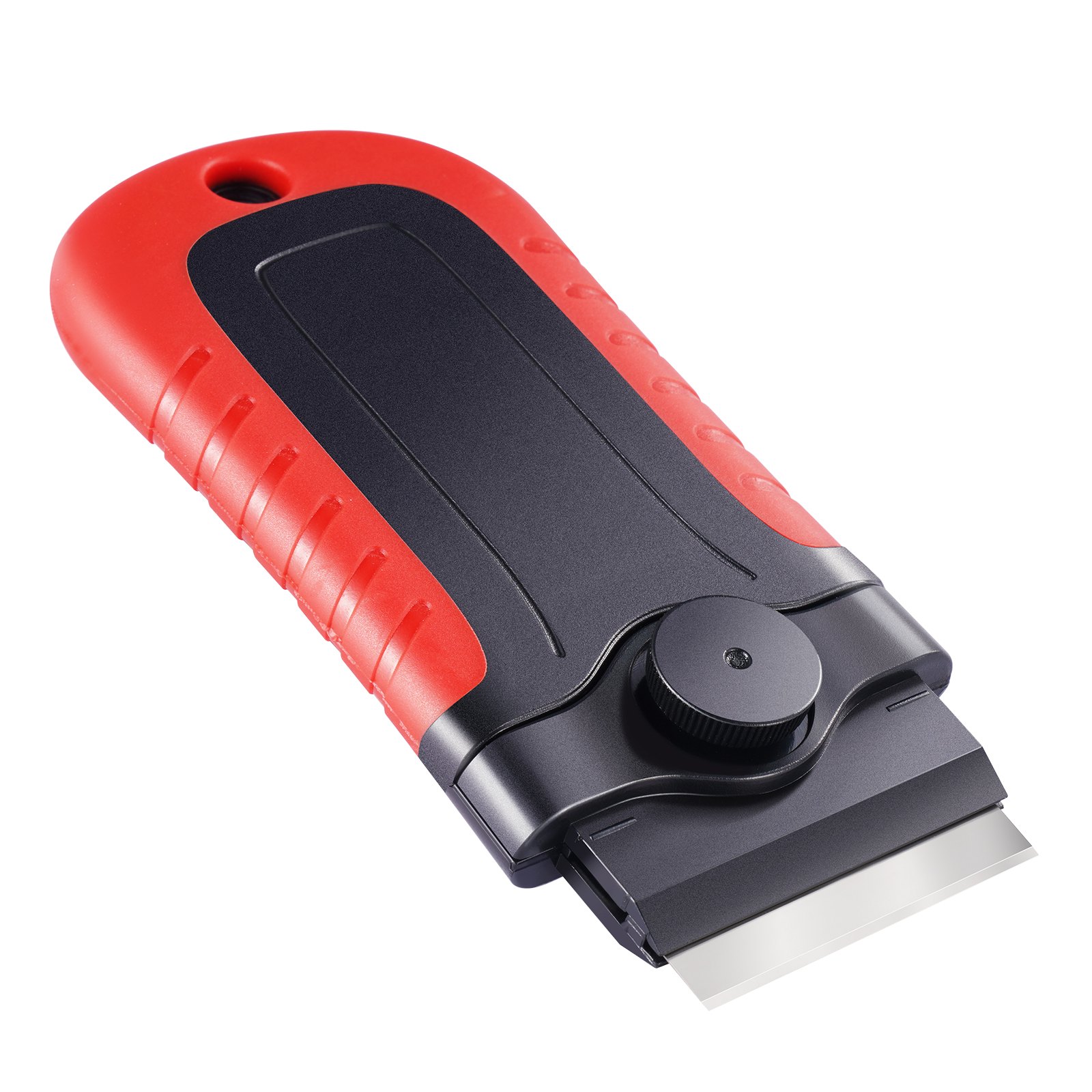 VEVOR Razor Blade Scraper with 15 + 1 Blades, Locking Scraper Tool with Safety Cap, Carbon Steel & POM Blades, for Removing Labels, Stickers, Decals, Black + Red