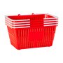 VEVOR Shopping Baskets, 4 PCS, 21L Stackable PE Plastic Grocery Baskets with Handles, Dense Mesh Structure, Holds up to 9.07kg, Portable for Grocery, Retail, Stores, Supermarket, Home Use, Red