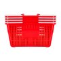 VEVOR Shopping Baskets, 4 PCS, 21L Stackable PE Plastic Grocery Baskets with Handles, Dense Mesh Structure, Holds up to 9.07kg, Portable for Grocery, Retail, Stores, Supermarket, Home Use, Red