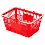 VEVOR Shopping Baskets, 4 PCS, 21L Stackable PE Plastic Grocery Baskets with Handles, Dense Mesh Structure, Holds up to 9.07kg, Portable for Grocery, Retail, Stores, Supermarket, Home Use, Red