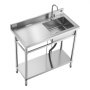 VEVOR Lavello in Acciaio Inox 100 x 50 x 94 cm, Vasca Singola con Rubinetto e Ripiano, Lavello da Cucina per Garage, Ristorante, Lavanderia, Lavabo da Esterno con Piano di Lavoro Sinistra