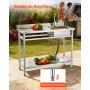 VEVOR Lavandino Mobile da Cucina 1200 x 500 x 940 mm, Vasca Singola con Rubinetto e Ripiano, Lavello da Cucina per Garage, Ristorante, Lavanderia, Lavabo da Esterno con Piano di Lavoro Sinistra
