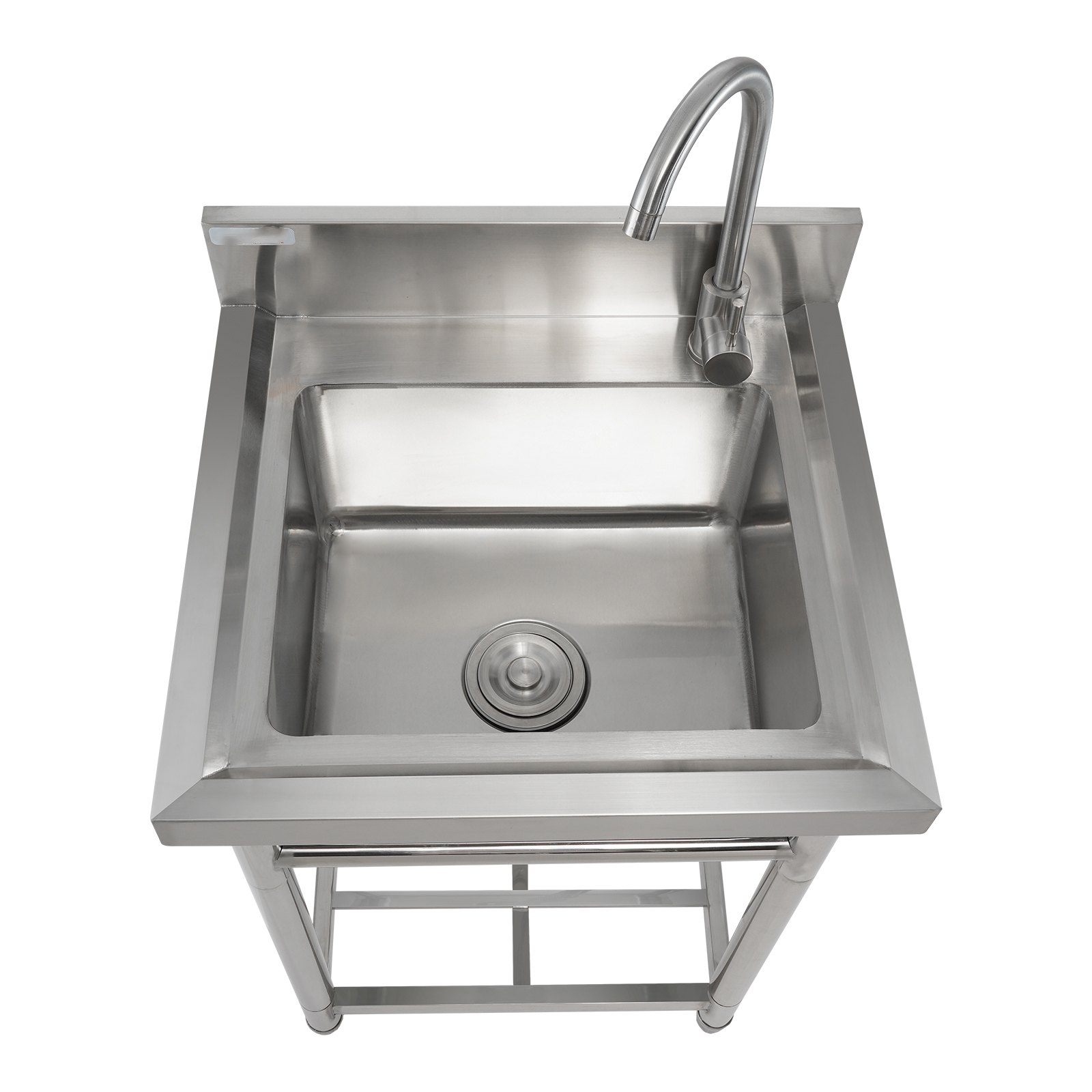 VEVOR Lavello multiuso in acciaio inox, lavello con rubinetto e gambe, lavelli commerciali a vasca singola 16 x 13 x 8,7 pollici per garage, ristorante, cucina, lavanderia