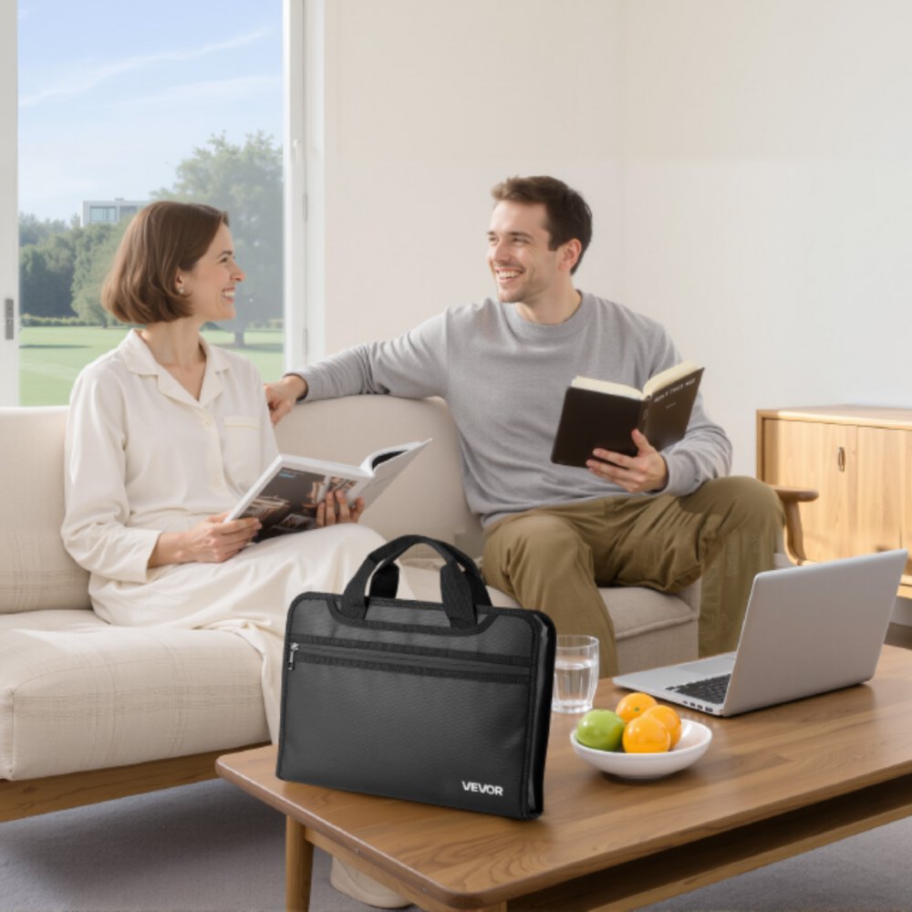 VEVOR Borsa Portadocumenti Ignifuga, Borsa Termoisolante Ignifuga e Impermeabile da 1000°C, Scatola Ignifuga Portatile Multistrato per Sicurezza di Documenti, Ufficio e Viaggi, per Passaporti