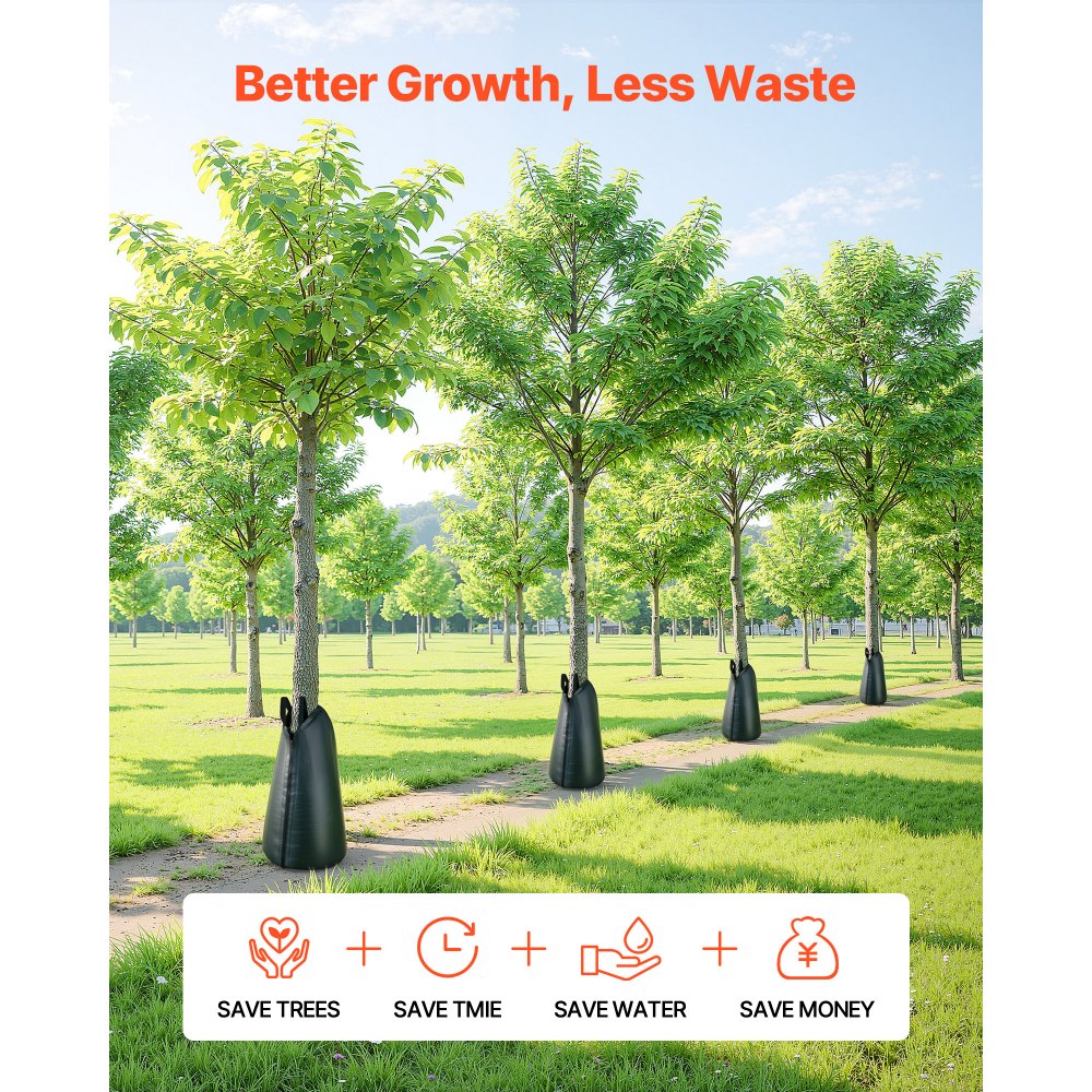 VEVOR Set di Sacco per Irrigazione di Alberi Confezione da 25 pezzi, Sacchi per Irrigazione Alberi a Goccia 3-4 Ore da Giardino Cortile Capienza ca. 75,7 Litri Materiale in PE 190 g/m² con Cerniera