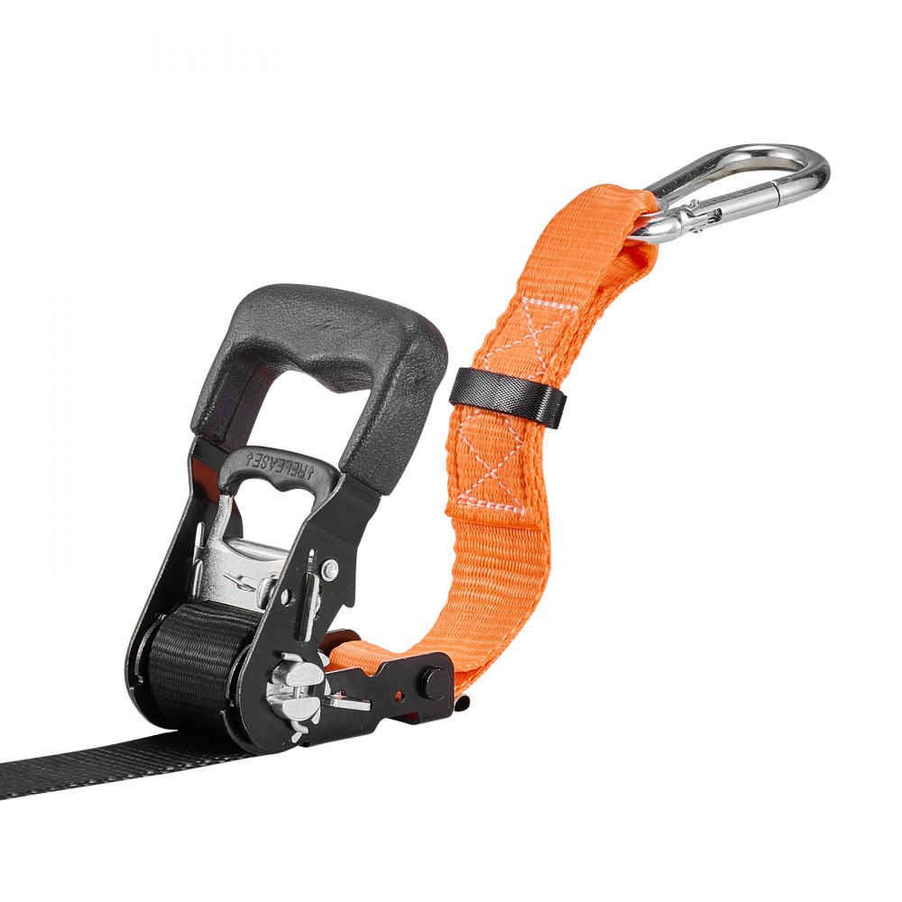 VEVOR Cinghie di Fissaggio Resistenti da 38,1 mm x 1,8 m con Moschettoni, Resistenza alla Rottura di 1100 kg, Borsa per il Trasporto, per Traslochi, Rimorchi, Motociclette, Kayak, Confezione da 2