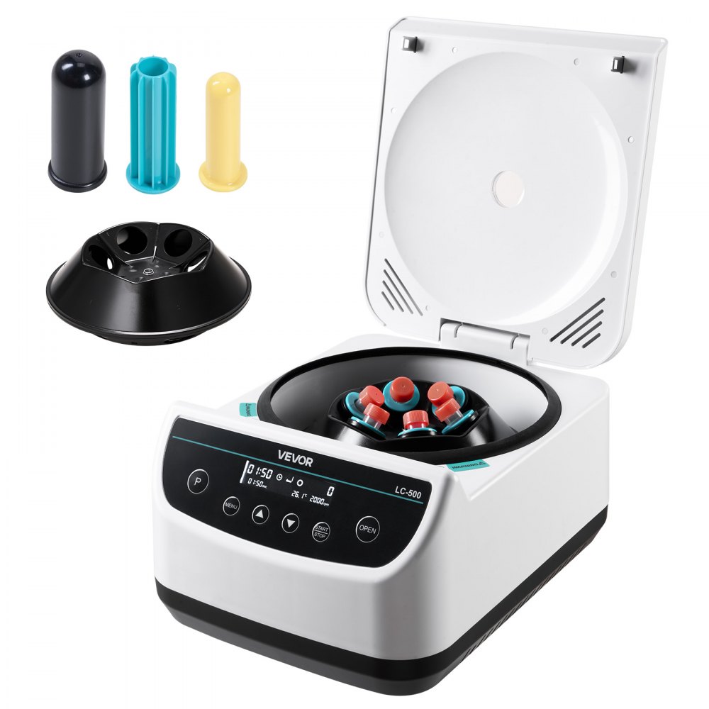 VEVOR Centrifuga da Laboratorio Elettrica 100-2100 xg RCF con Rotore per Provette da 2/5/10/15/50 ml, Velocità Regolabile da 500 a 4000 Giri/min, Bassa Rumorosità per Esperimenti di Laboratorio